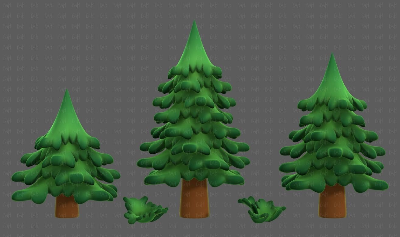 Trees Cartoon V40 Low-poly 3D model_2