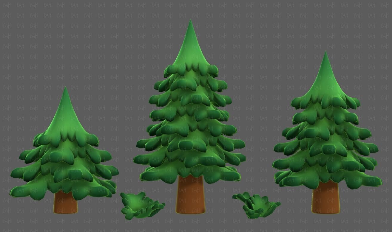 Trees Cartoon V40 Low-poly 3D model_18