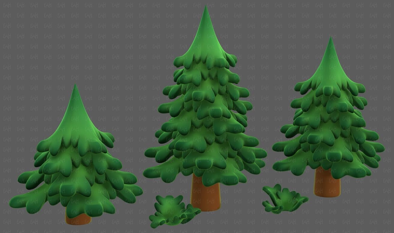 Trees Cartoon V40 Low-poly 3D model_41