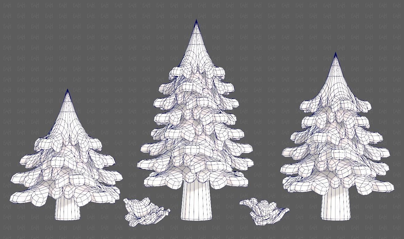 Trees Cartoon V40 Low-poly 3D model_26