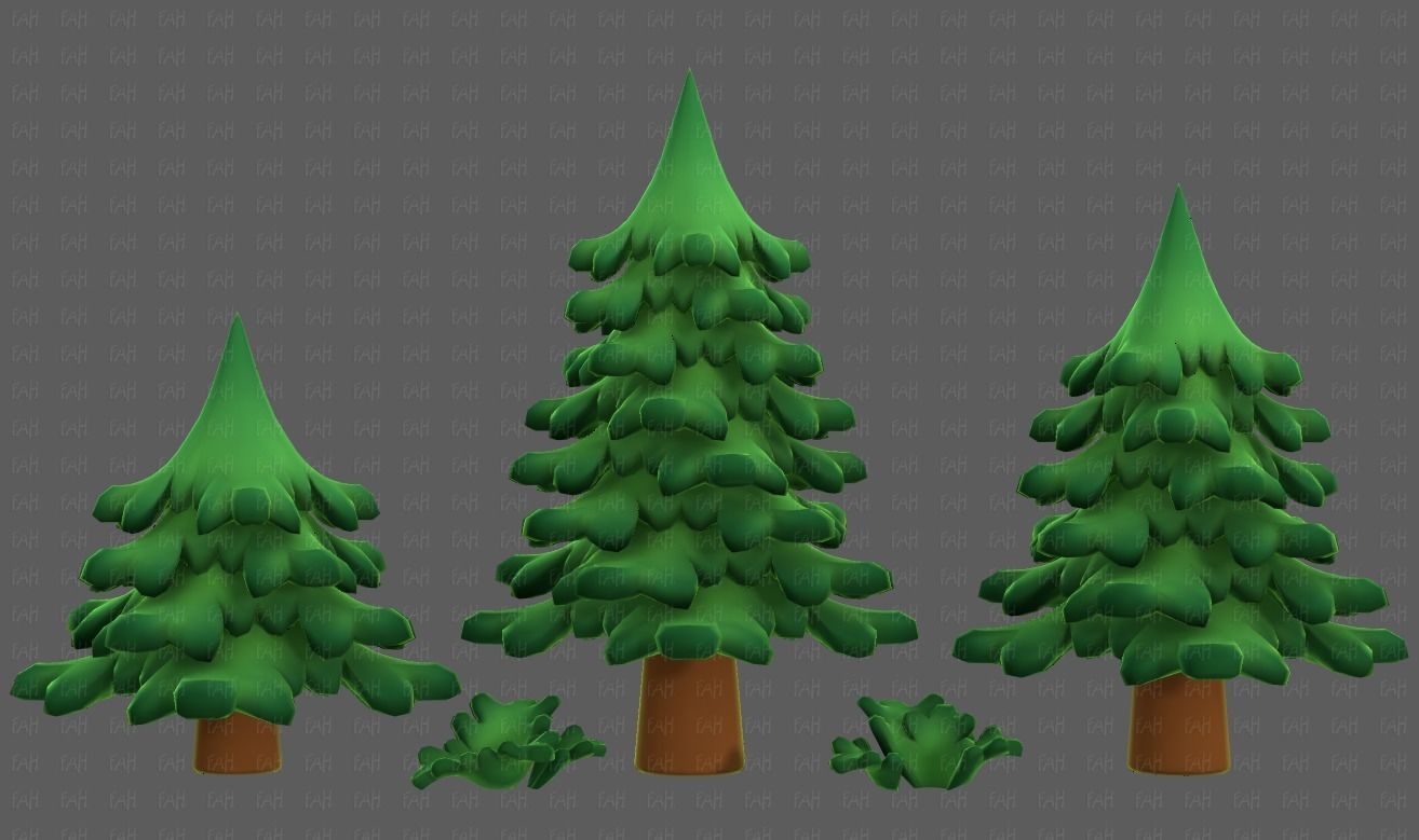 Trees Cartoon V40 Low-poly 3D model_17