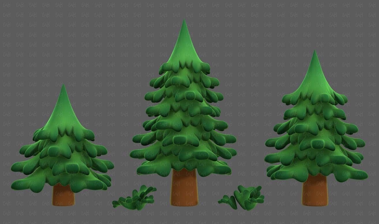 Trees Cartoon V40 Low-poly 3D model_8