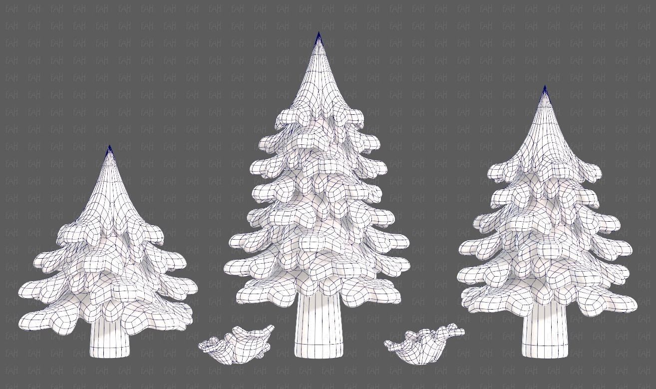 Trees Cartoon V40 Low-poly 3D model_14