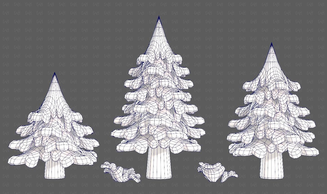 Trees Cartoon V40 Low-poly 3D model_28
