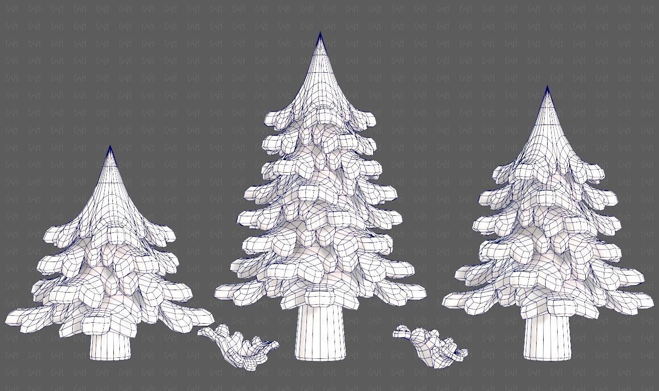 Trees Cartoon V40 Low-poly 3D model_27