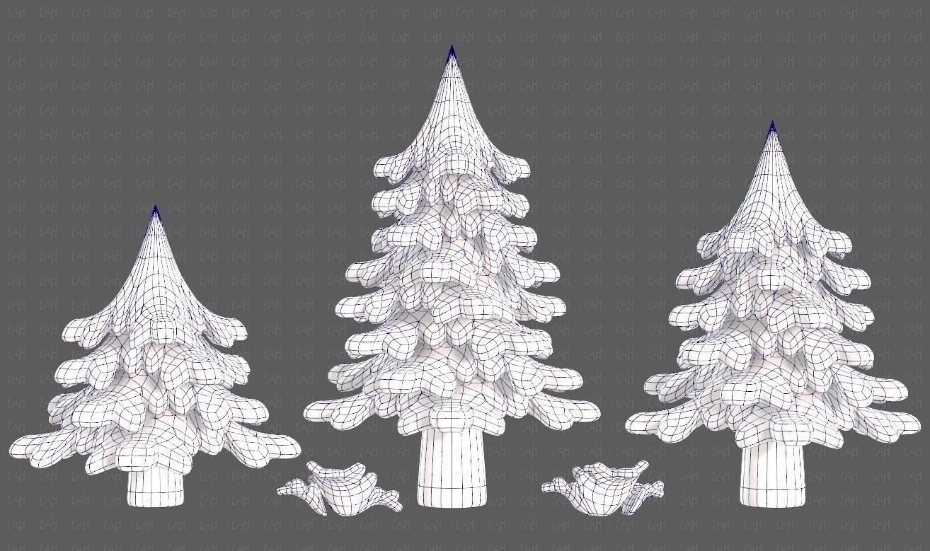 Trees Cartoon V40 Low-poly 3D model_13