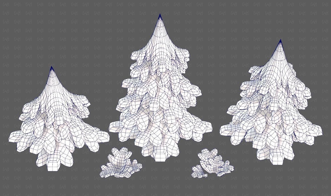 Trees Cartoon V40 Low-poly 3D model_36