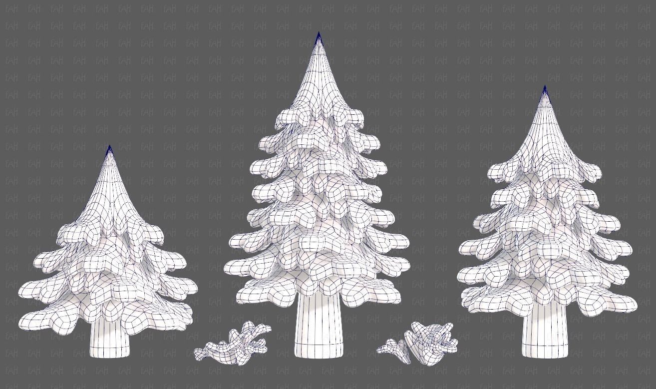Trees Cartoon V40 Low-poly 3D model_16