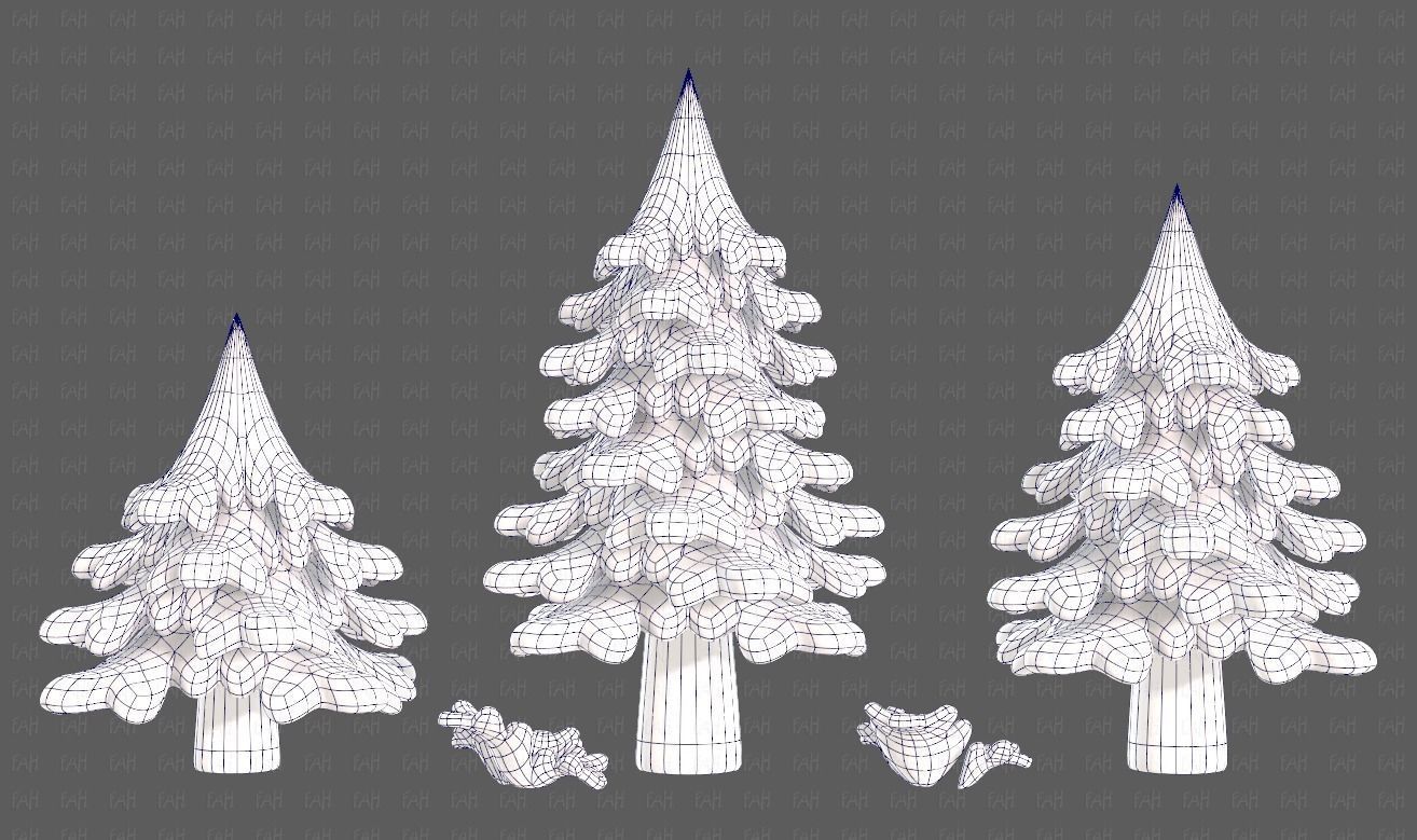Trees Cartoon V40 Low-poly 3D model_12