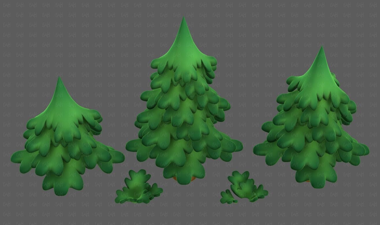Trees Cartoon V40 Low-poly 3D model_33
