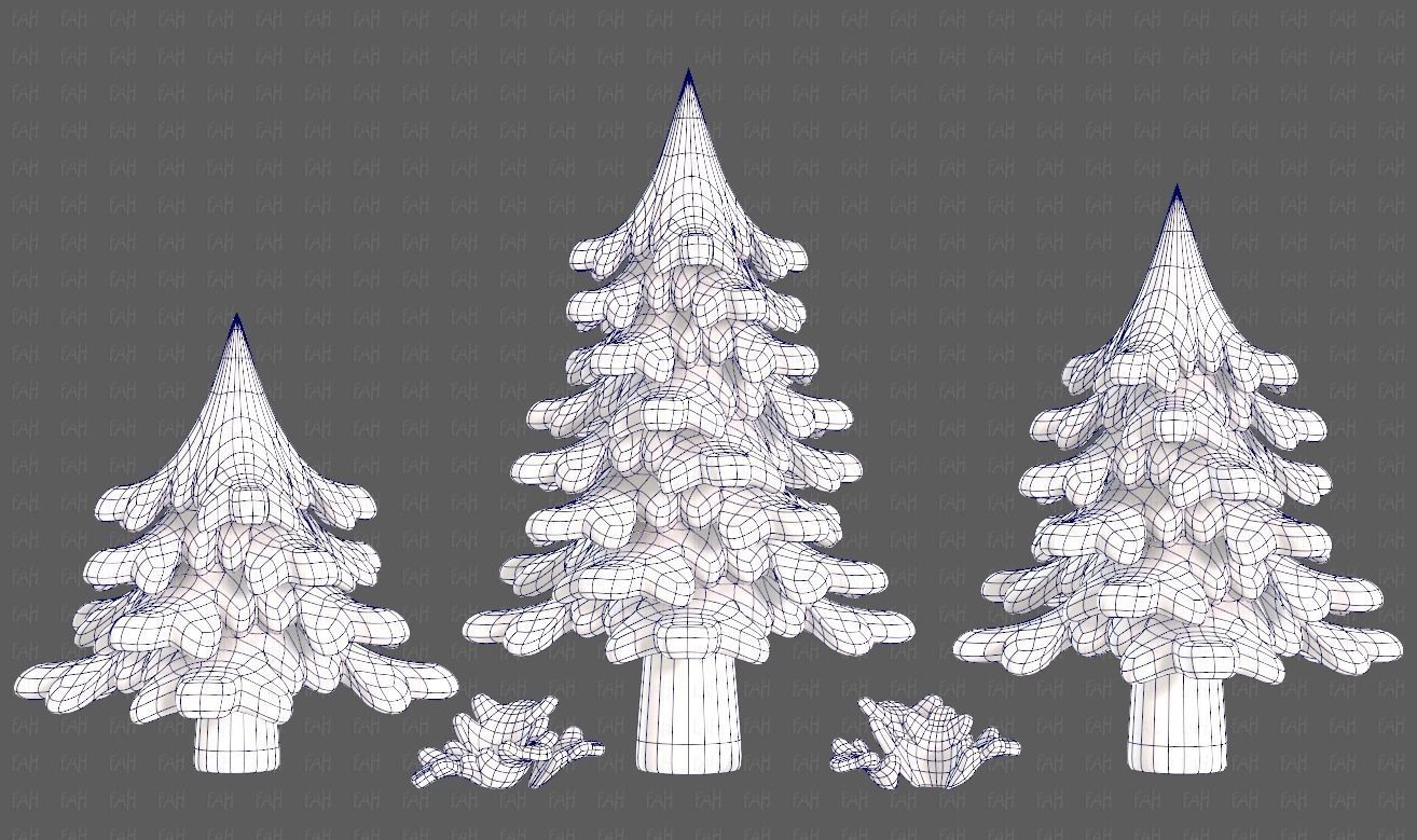 Trees Cartoon V40 Low-poly 3D model_9