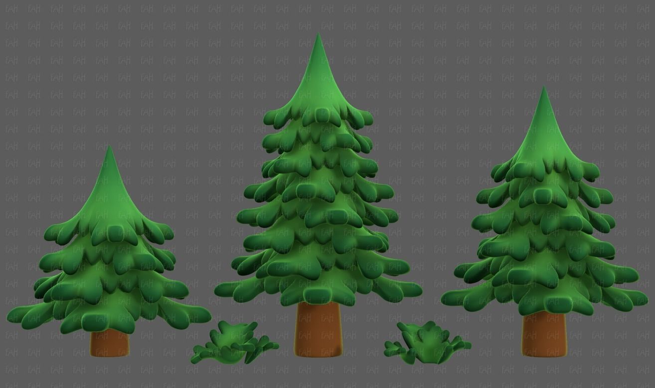 Trees Cartoon V40 Low-poly 3D model_1