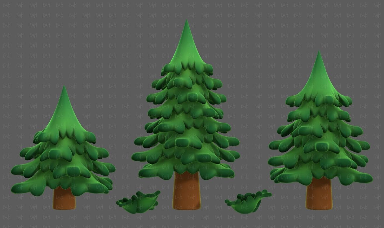 Trees Cartoon V40 Low-poly 3D model_6
