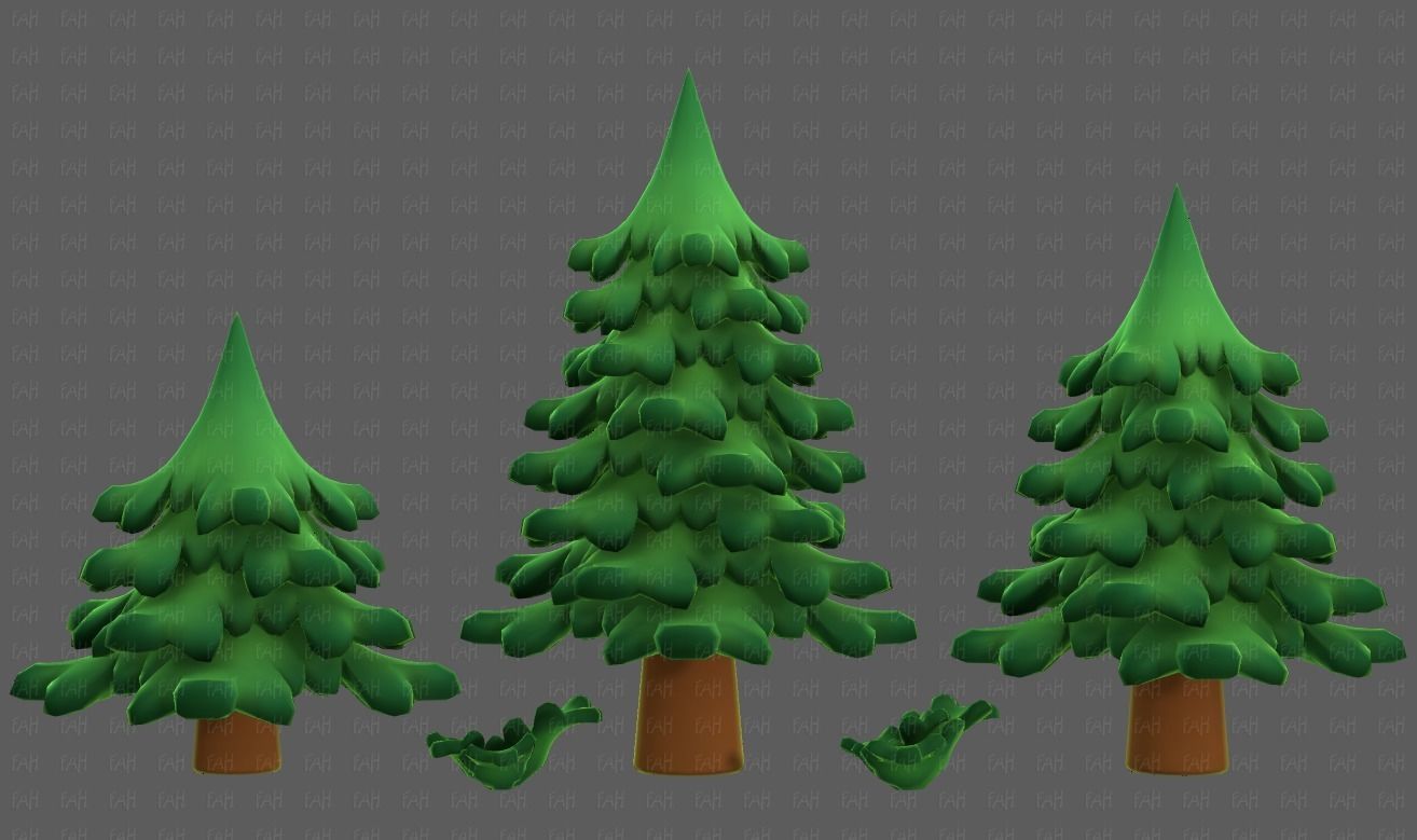 Trees Cartoon V40 Low-poly 3D model_23
