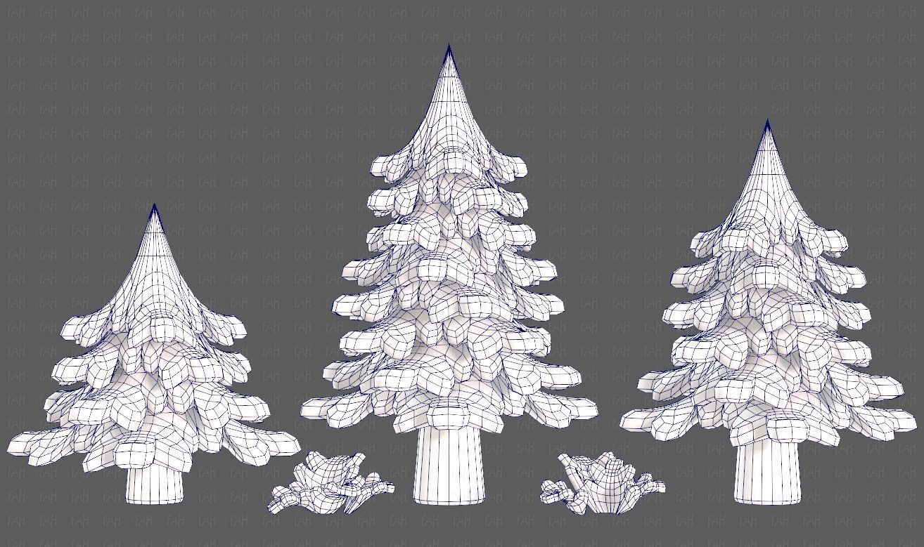 Trees Cartoon V40 Low-poly 3D model_25