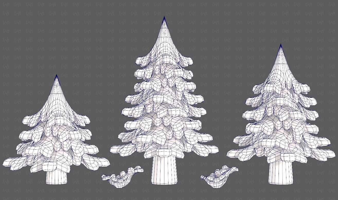Trees Cartoon V40 Low-poly 3D model_31
