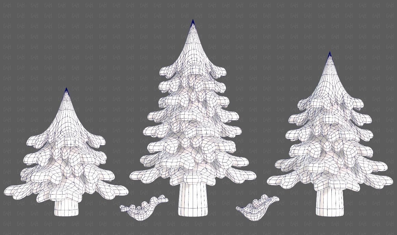 Trees Cartoon V40 Low-poly 3D model_15