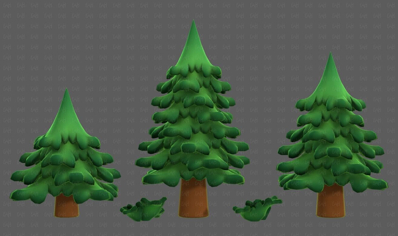 Trees Cartoon V40 Low-poly 3D model_22