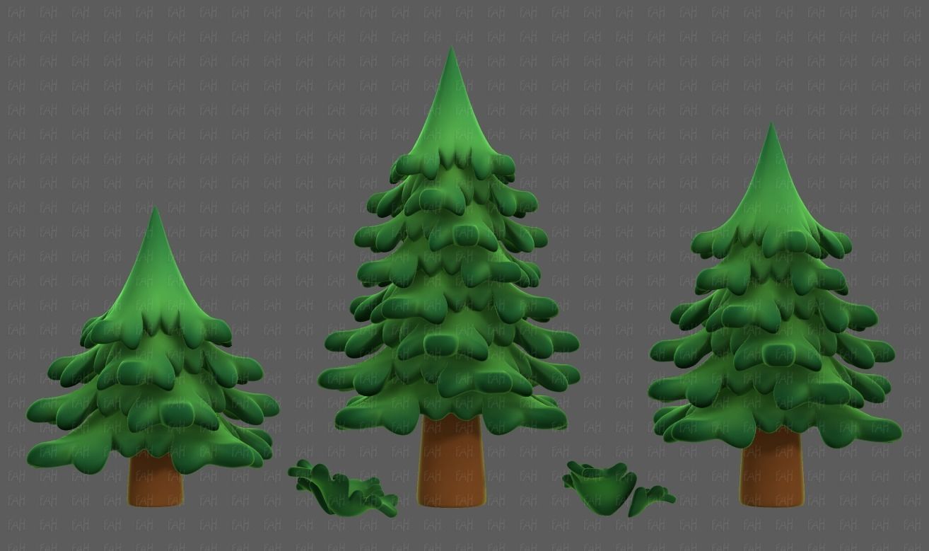 Trees Cartoon V40 Low-poly 3D model_4