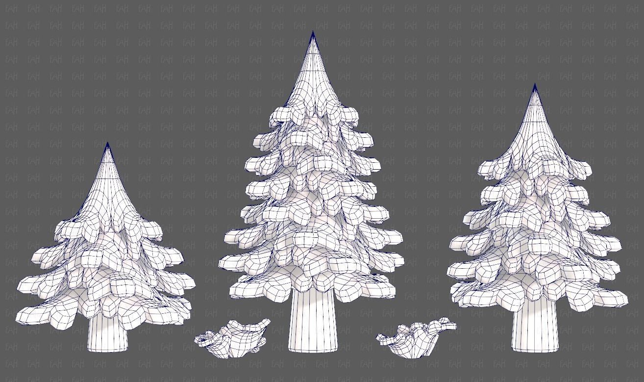 Trees Cartoon V40 Low-poly 3D model_30