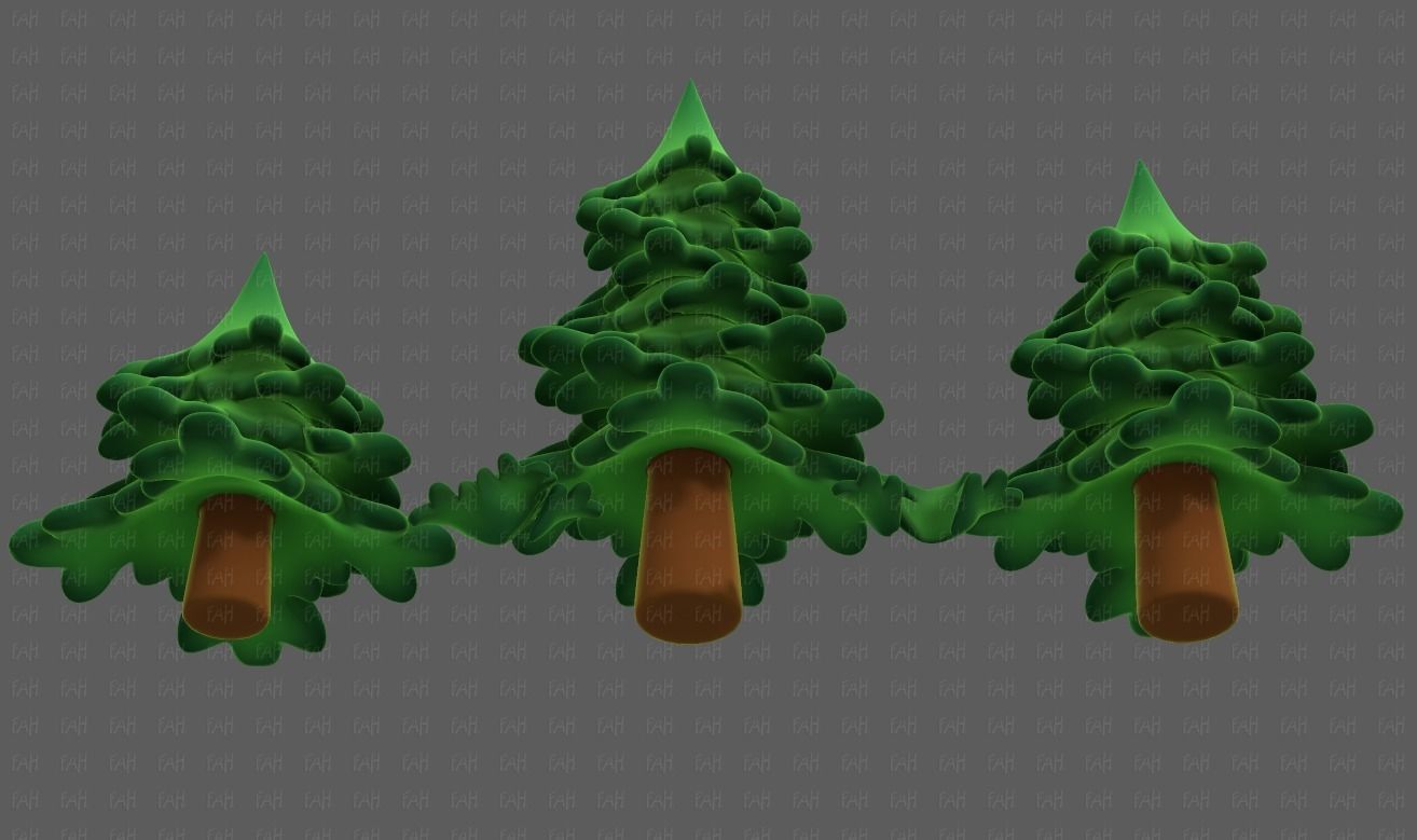 Trees Cartoon V40 Low-poly 3D model_37