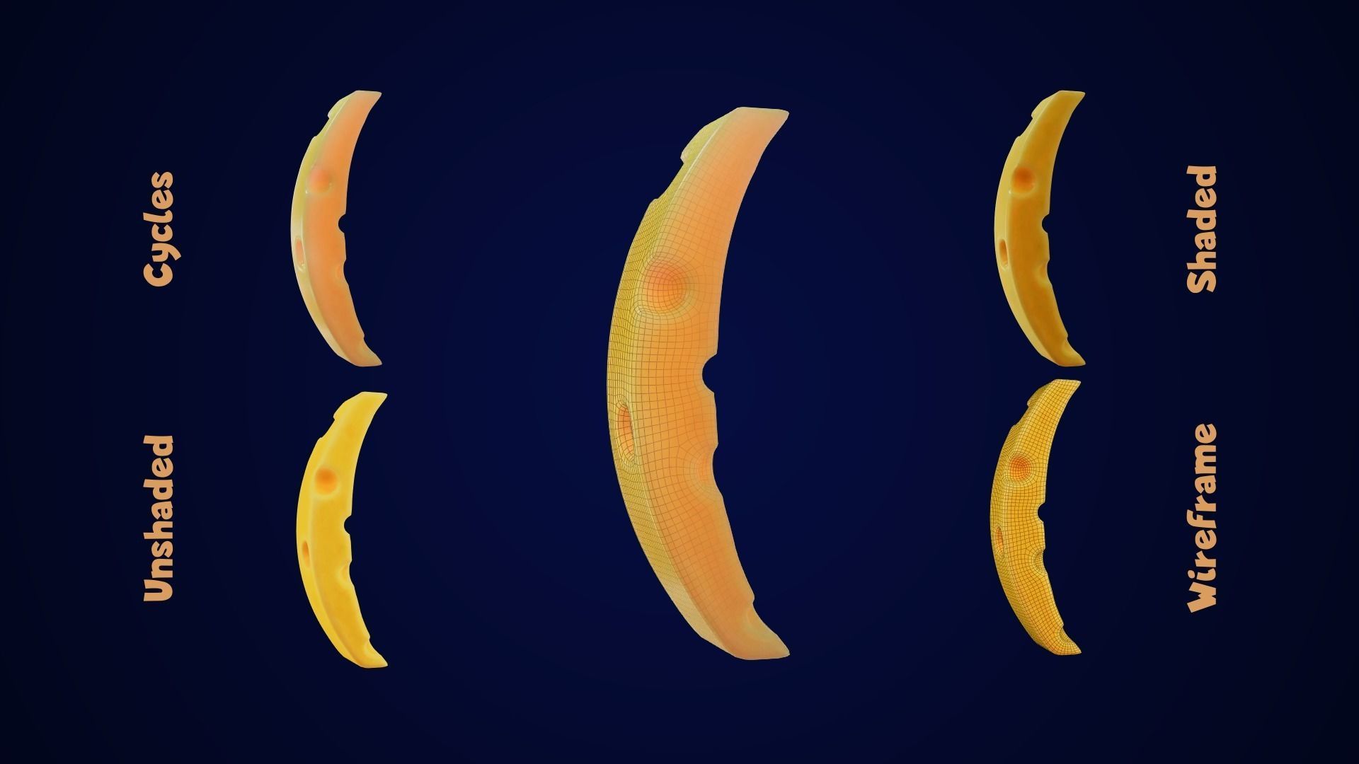 Stylized Cheese Alphabet Numbers Low-poly 3D model_30