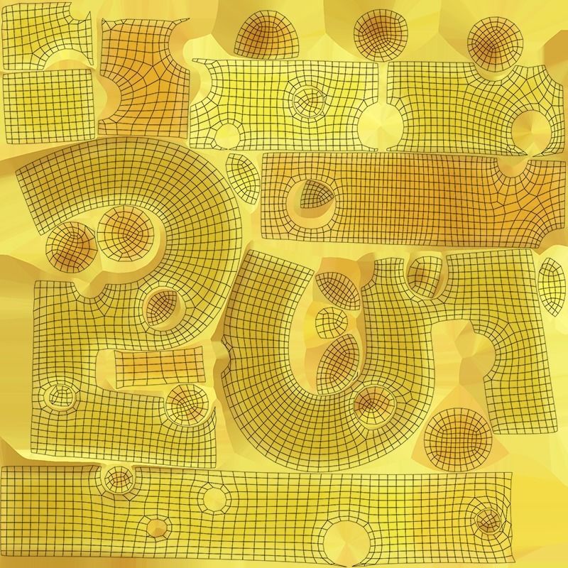 Stylized Cheese Alphabet Numbers Low-poly 3D model_7