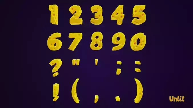 Stylized Cheese Alphabet Numbers