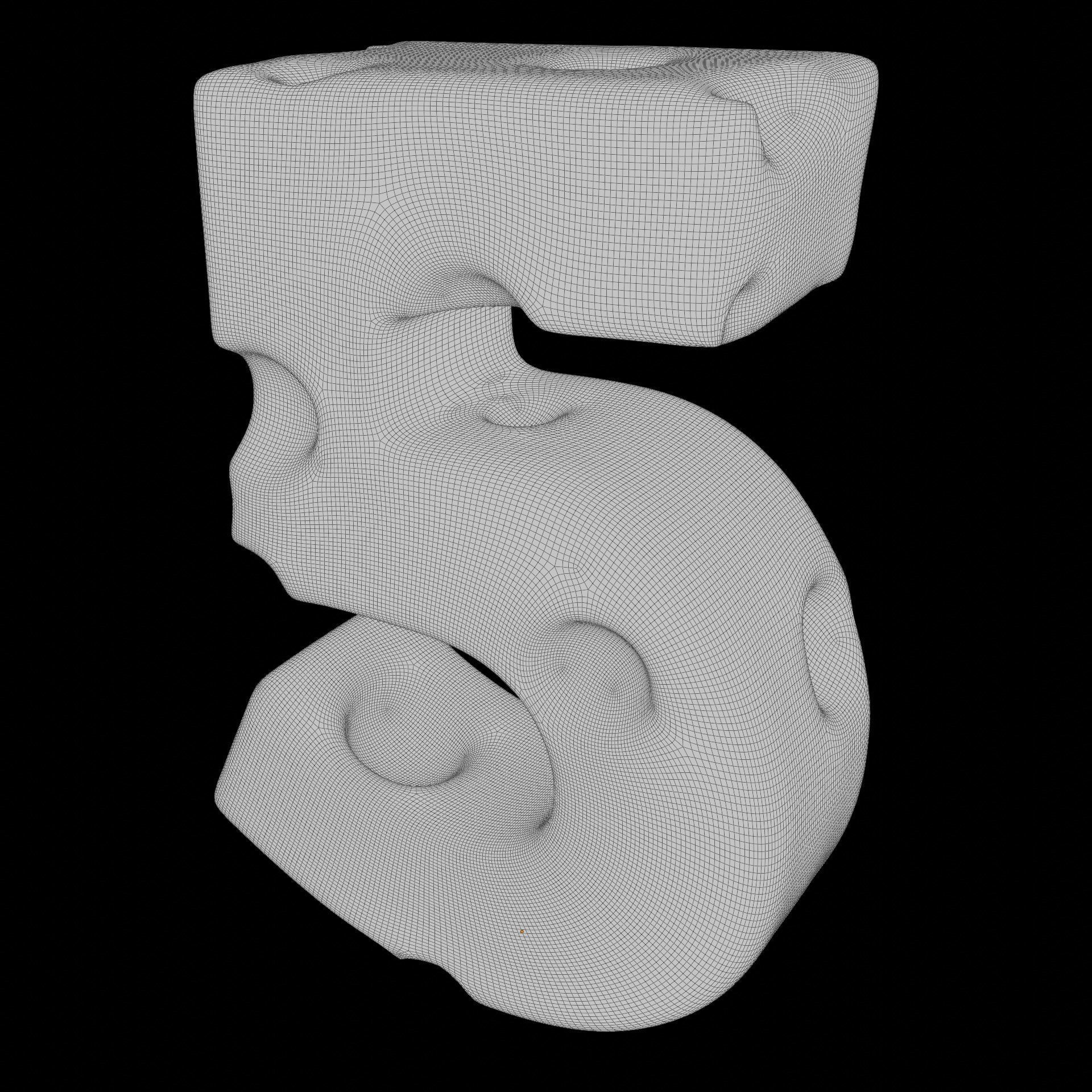 Stylized Cheese Alphabet Numbers Low-poly 3D model_10