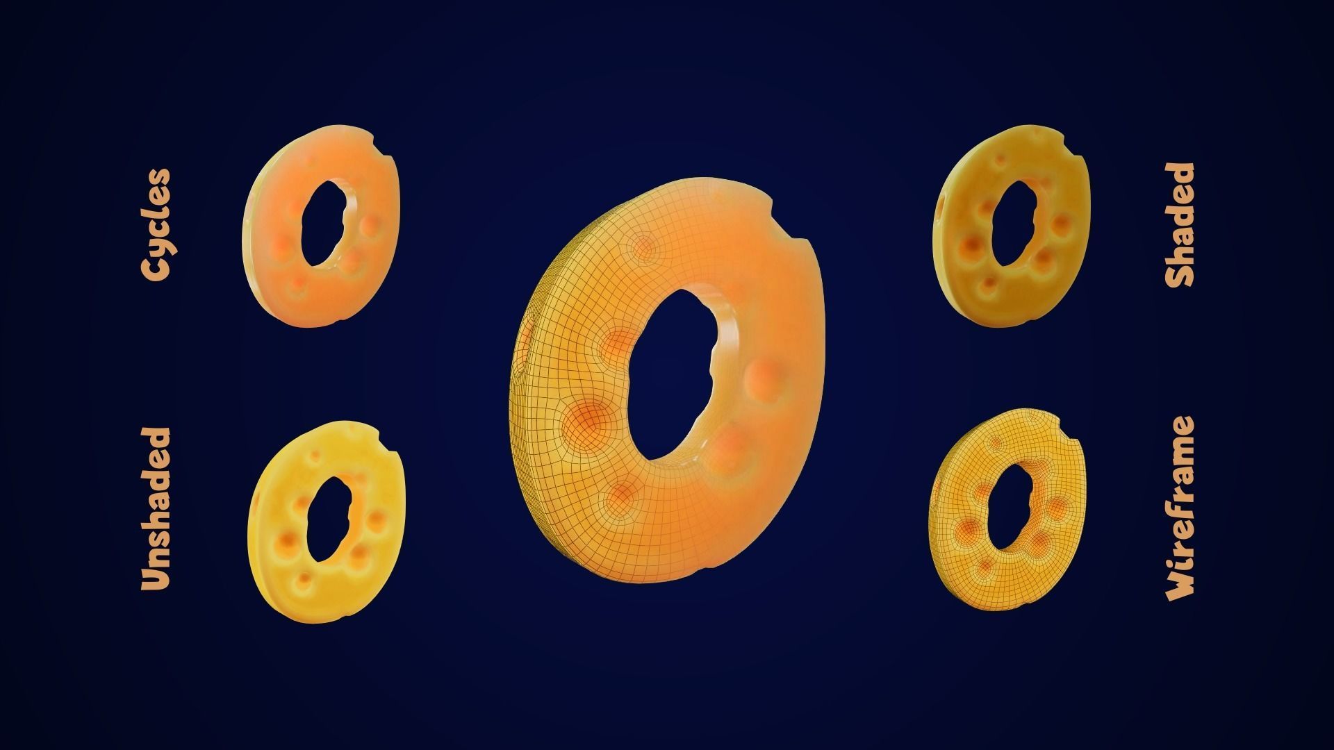 Stylized Cheese Alphabet Numbers Low-poly 3D model_21