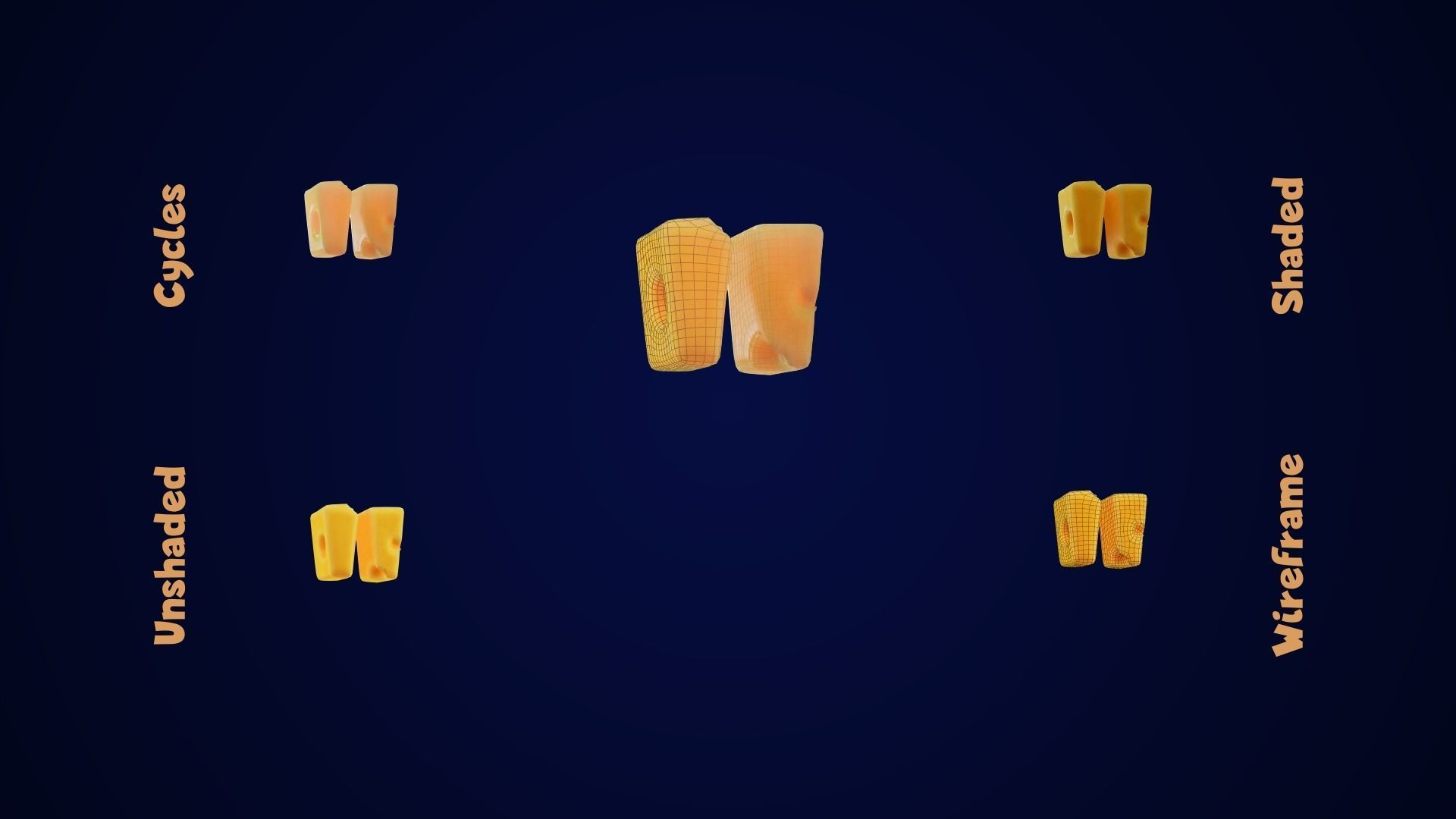 Stylized Cheese Alphabet Numbers Low-poly 3D model_28