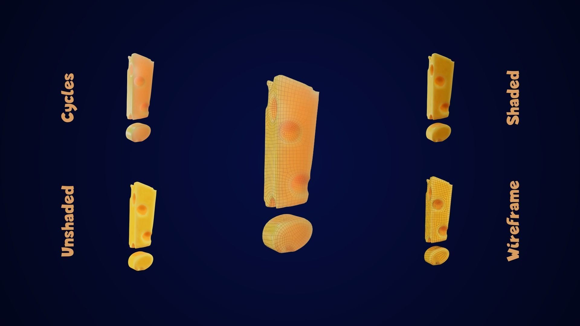 Stylized Cheese Alphabet Numbers Low-poly 3D model_23
