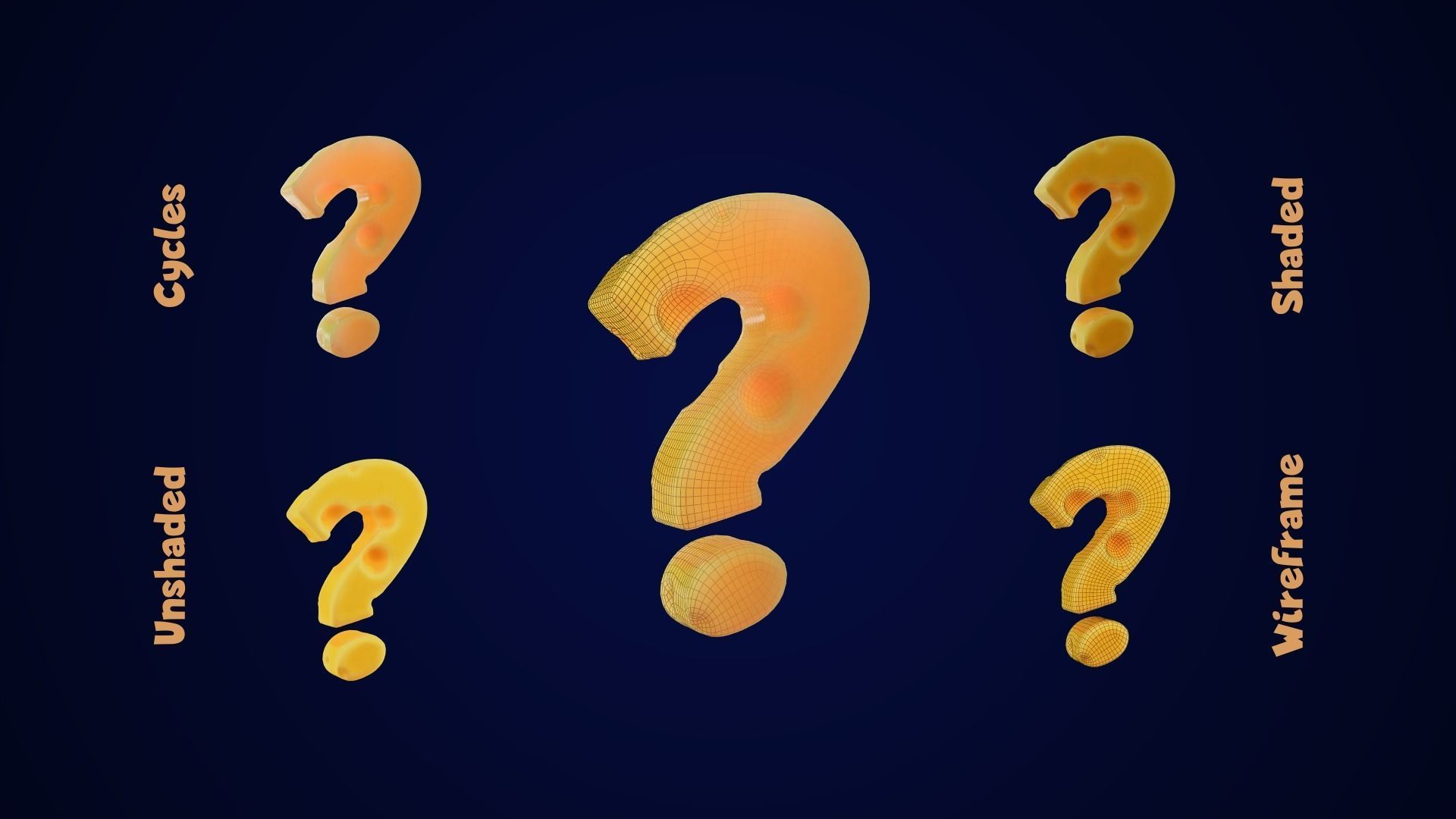 Stylized Cheese Alphabet Numbers Low-poly 3D model_22