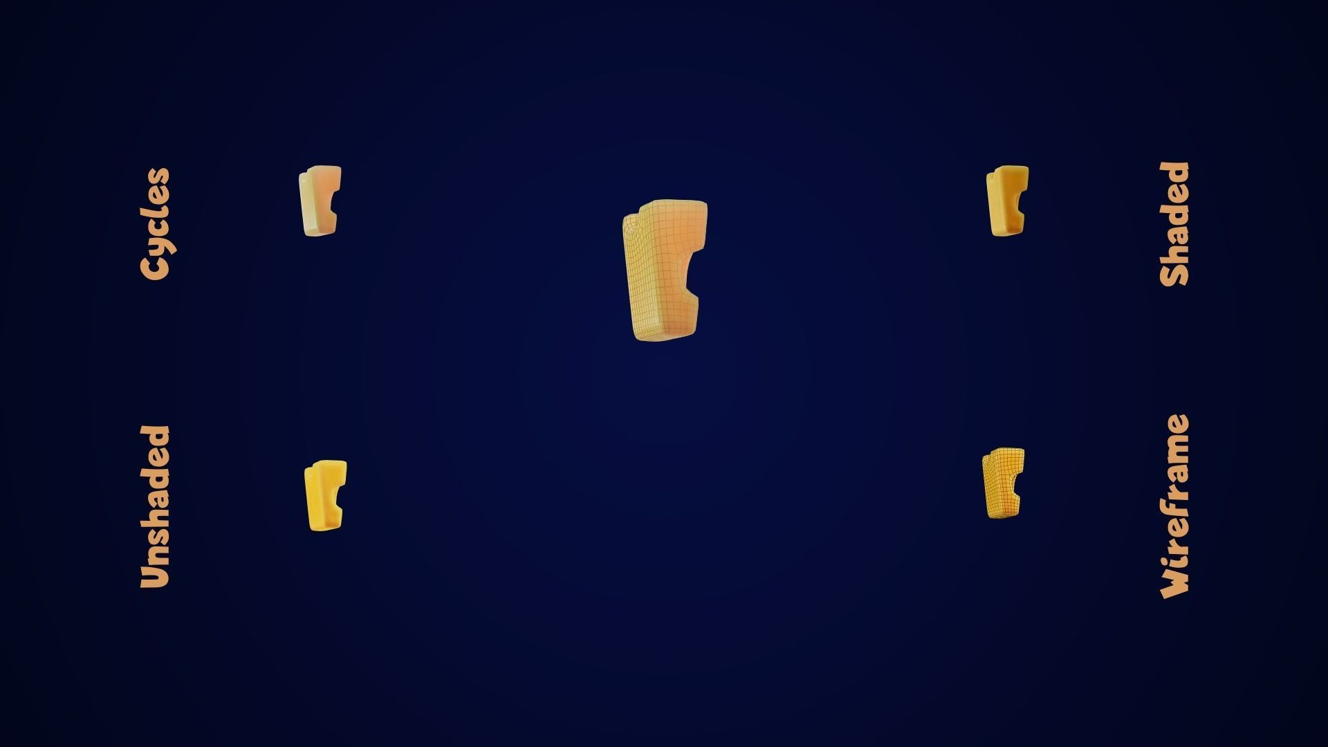 Stylized Cheese Alphabet Numbers Low-poly 3D model_29