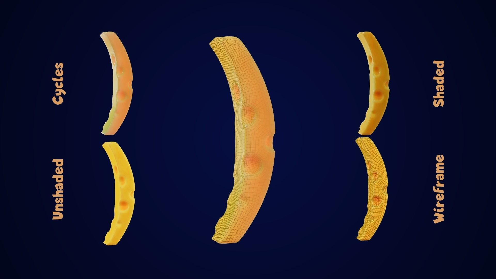 Stylized Cheese Alphabet Numbers Low-poly 3D model_31