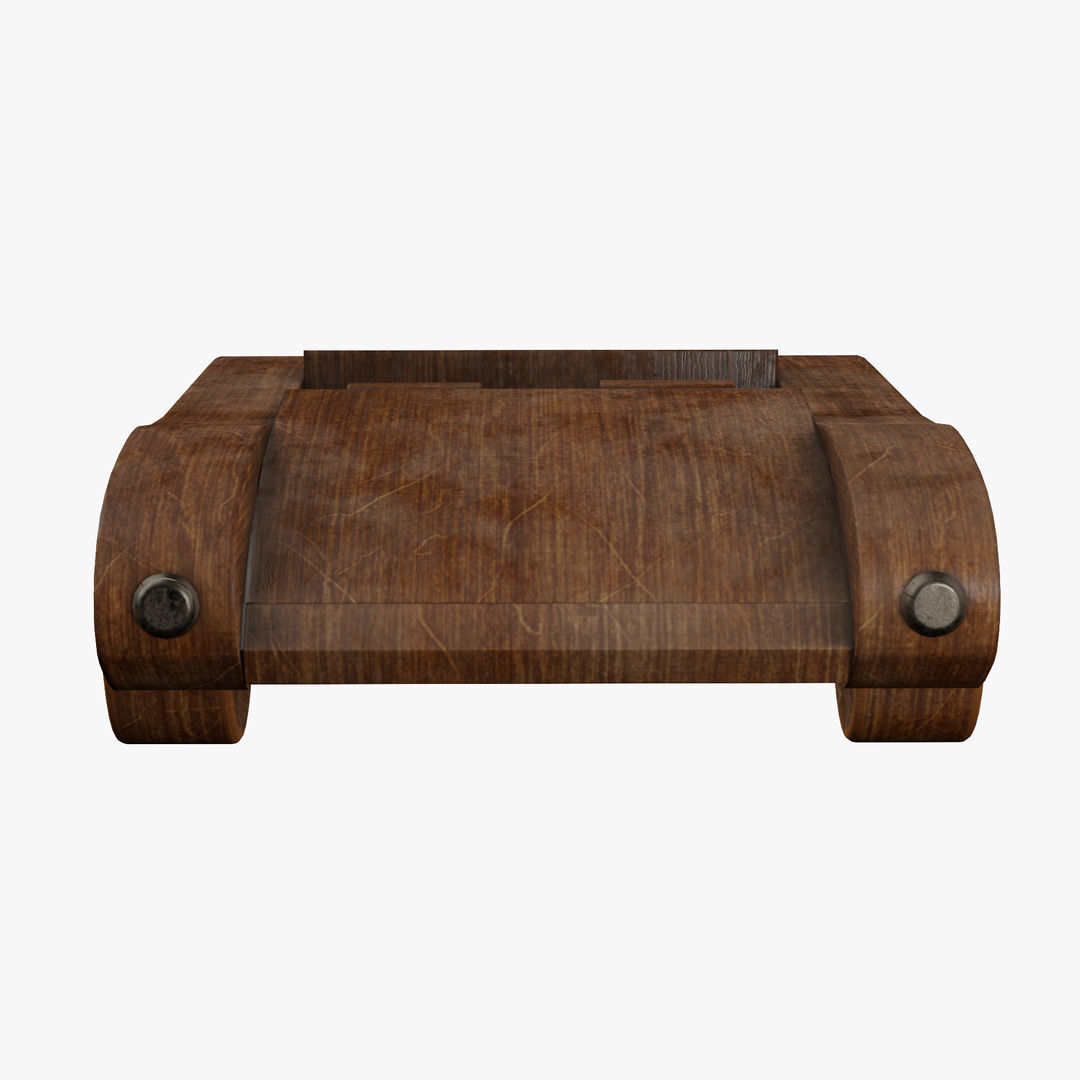 Old wooden toy sports car 3D model_6