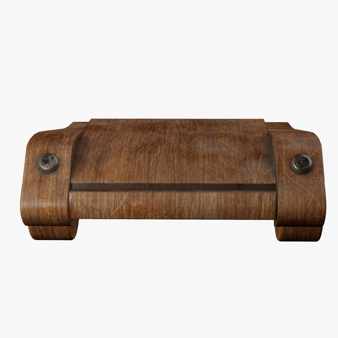 Old wooden toy sports car 3D model_1