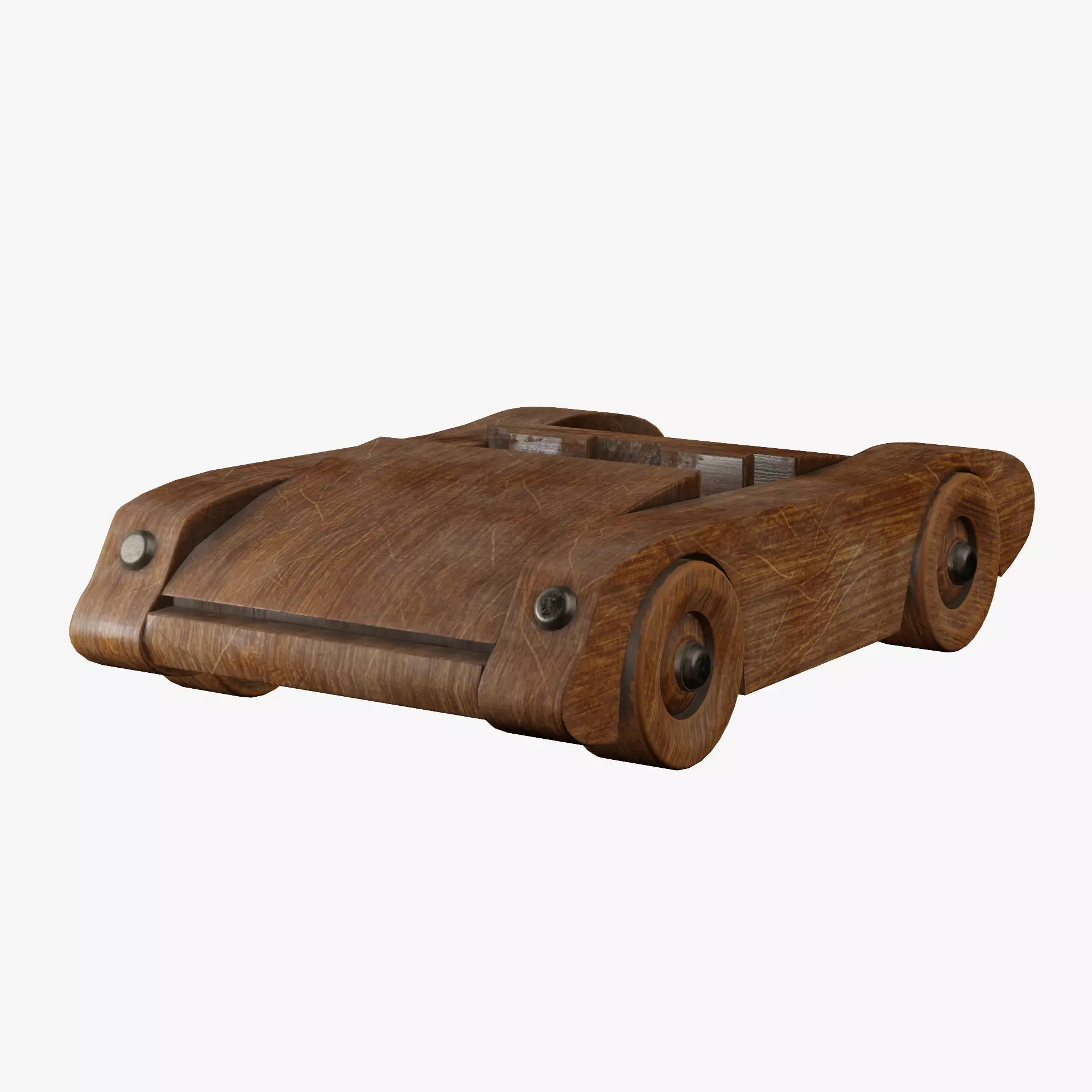 Old wooden toy sports car 3D model_0