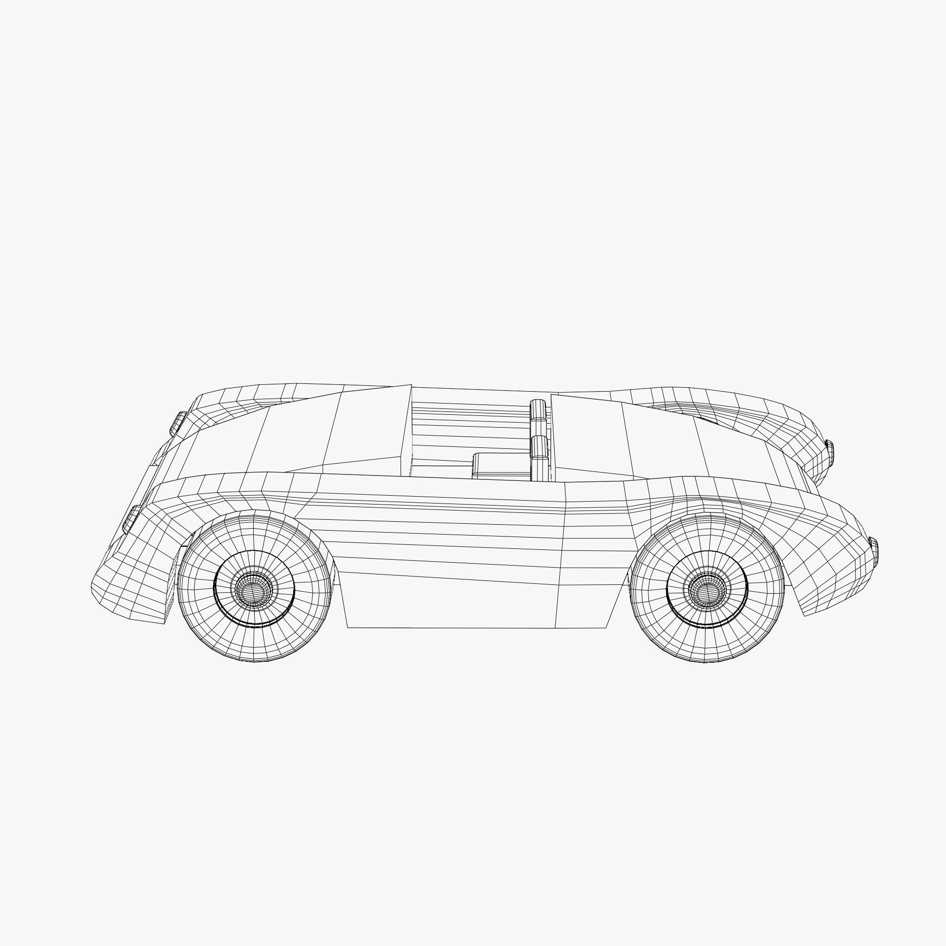 Old wooden toy sports car 3D model_11