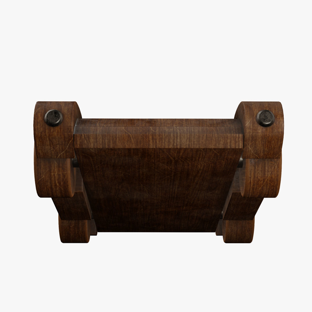 Old wooden toy sports car 3D model_7