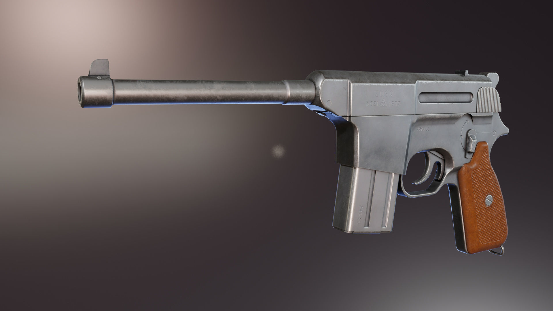 Type 80 Pistol Low-poly 3D model_3