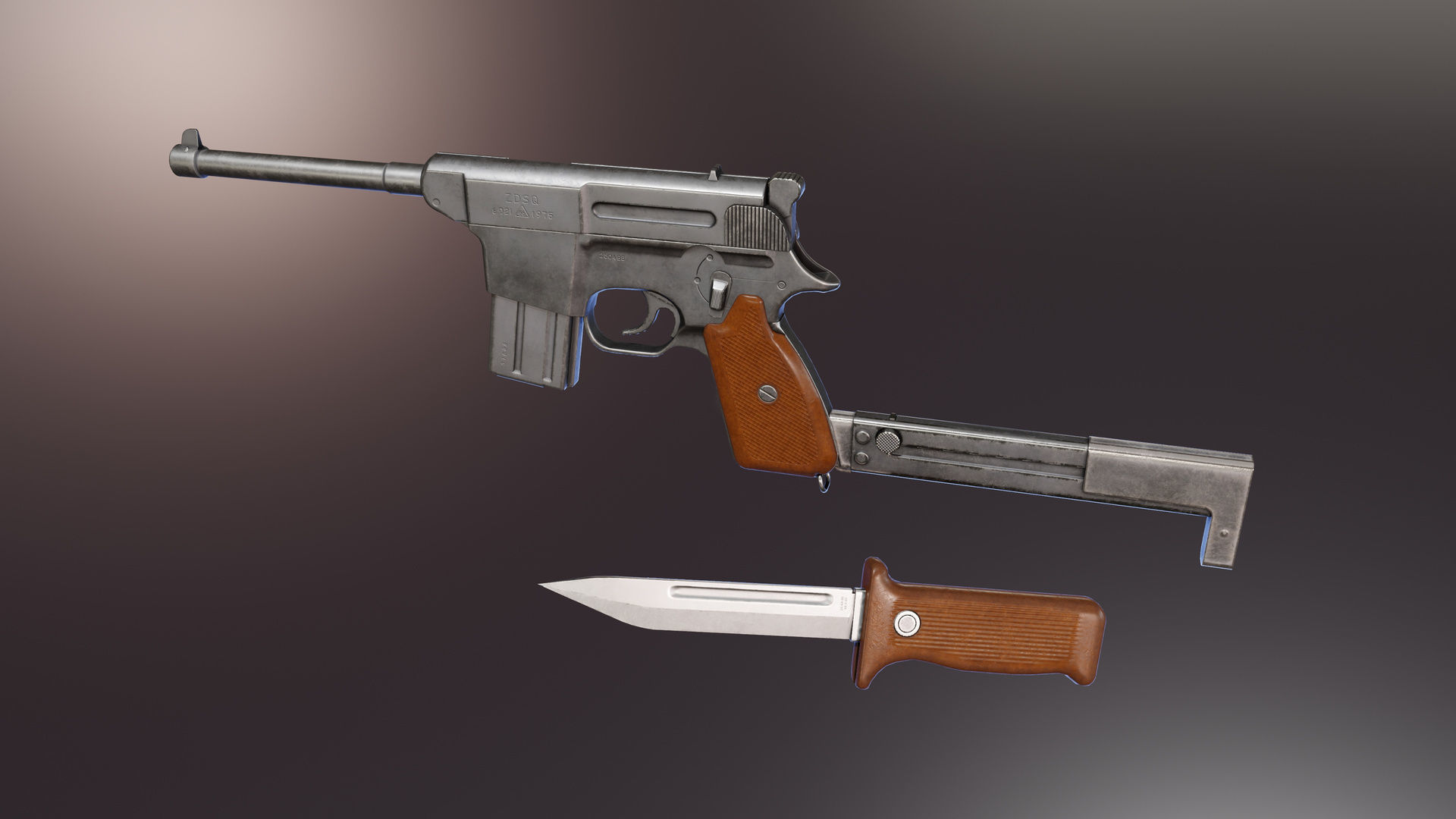 Type 80 Pistol Low-poly 3D model_6