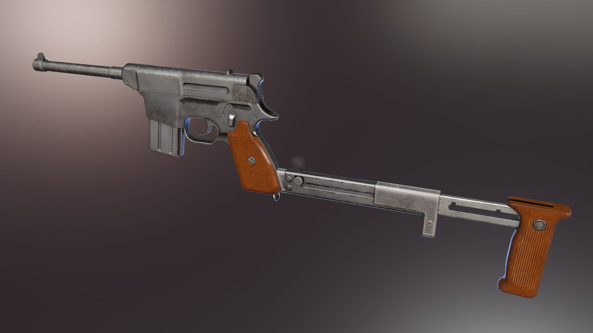 Type 80 Pistol Low-poly 3D model_2
