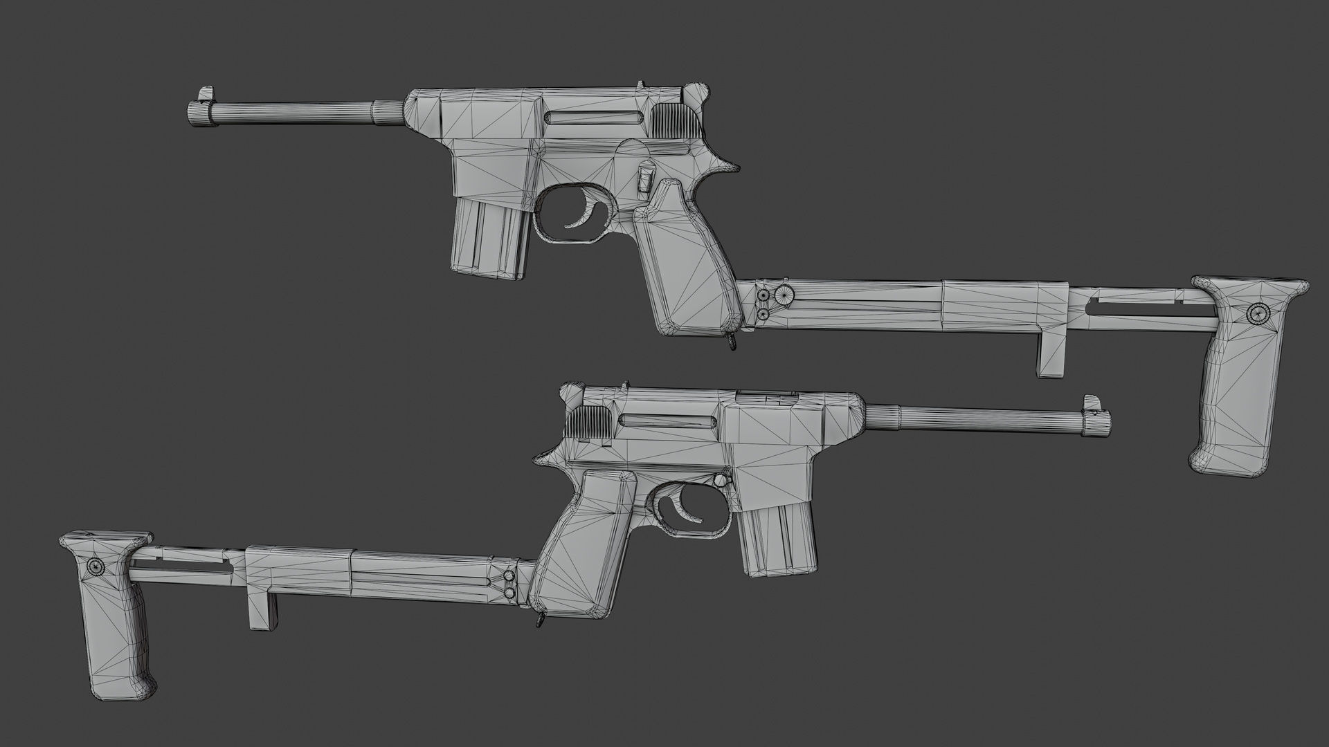 Type 80 Pistol Low-poly 3D model_7