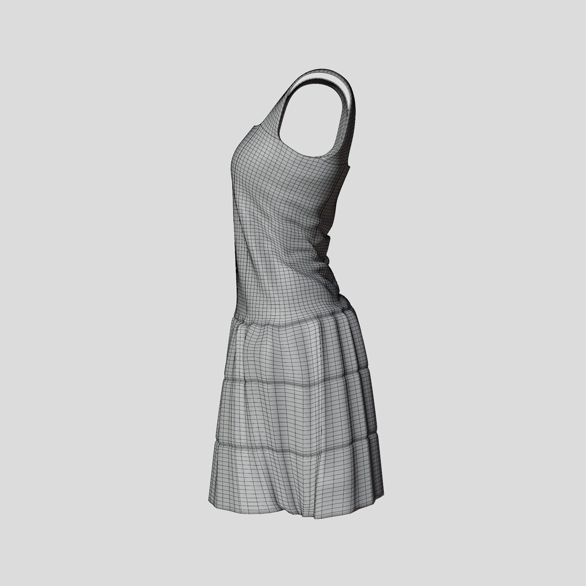 Simple Dress Low-poly 3D model_12