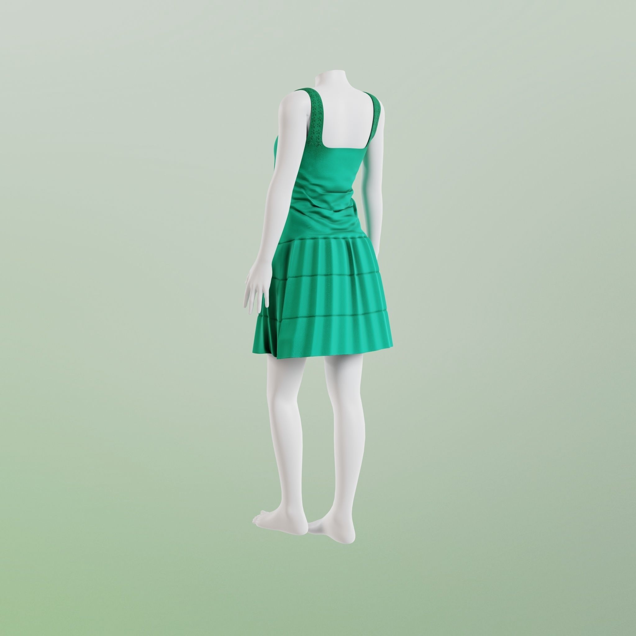 Simple Dress Low-poly 3D model_6