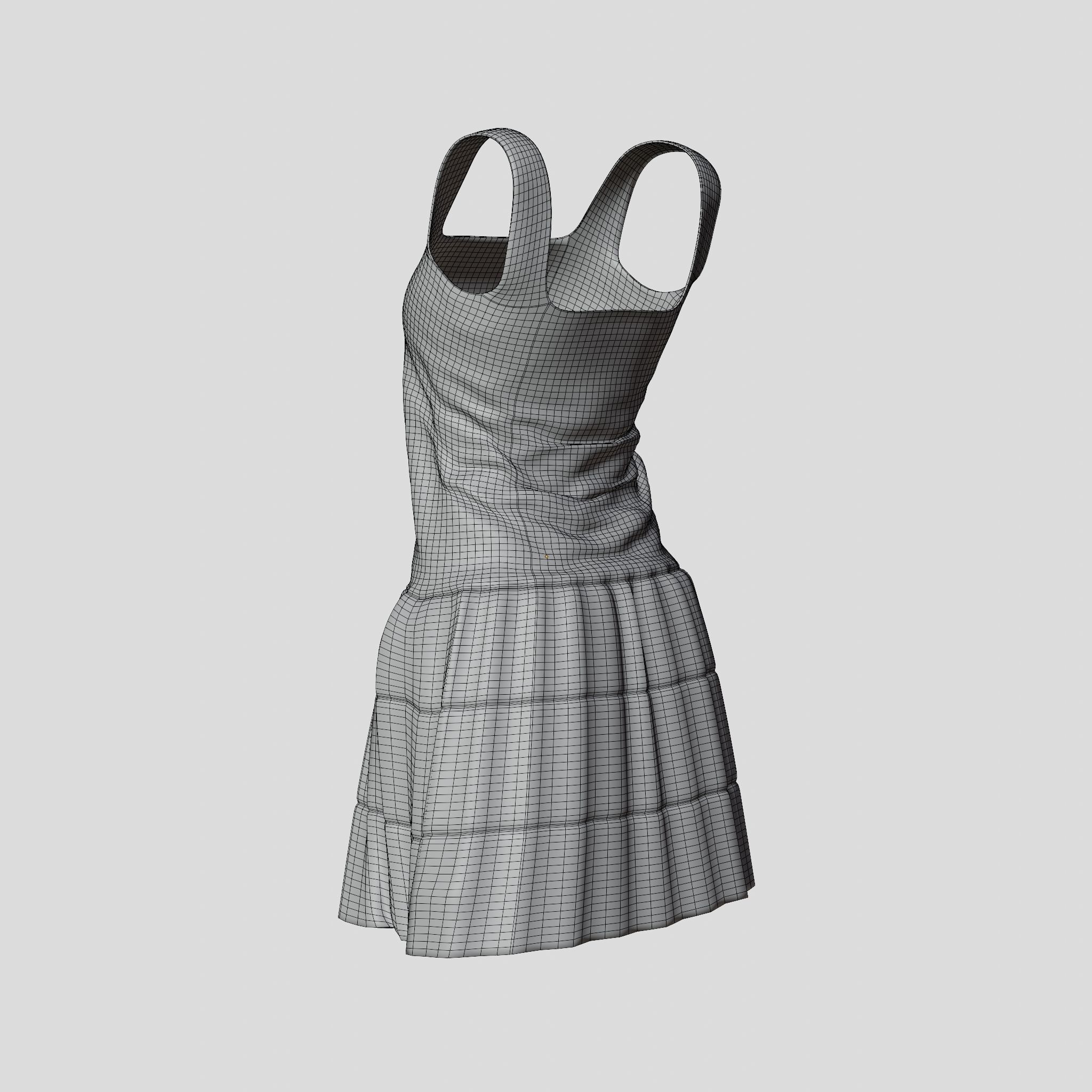 Simple Dress Low-poly 3D model_13