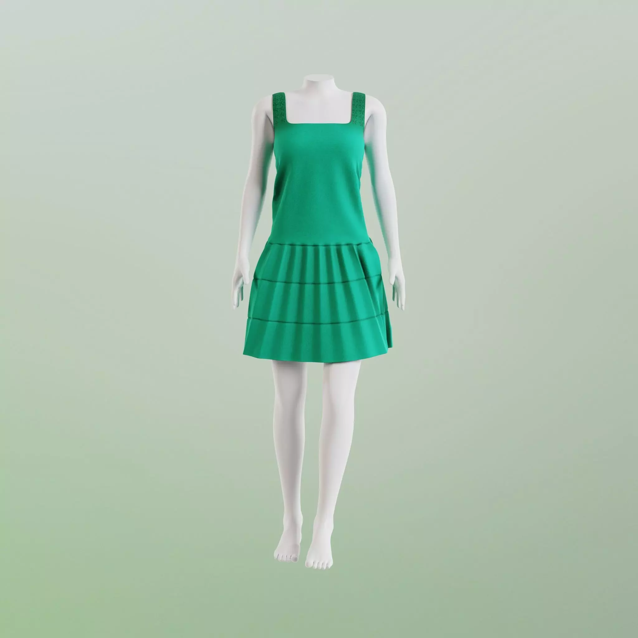 Simple Dress Low-poly 3D model_0