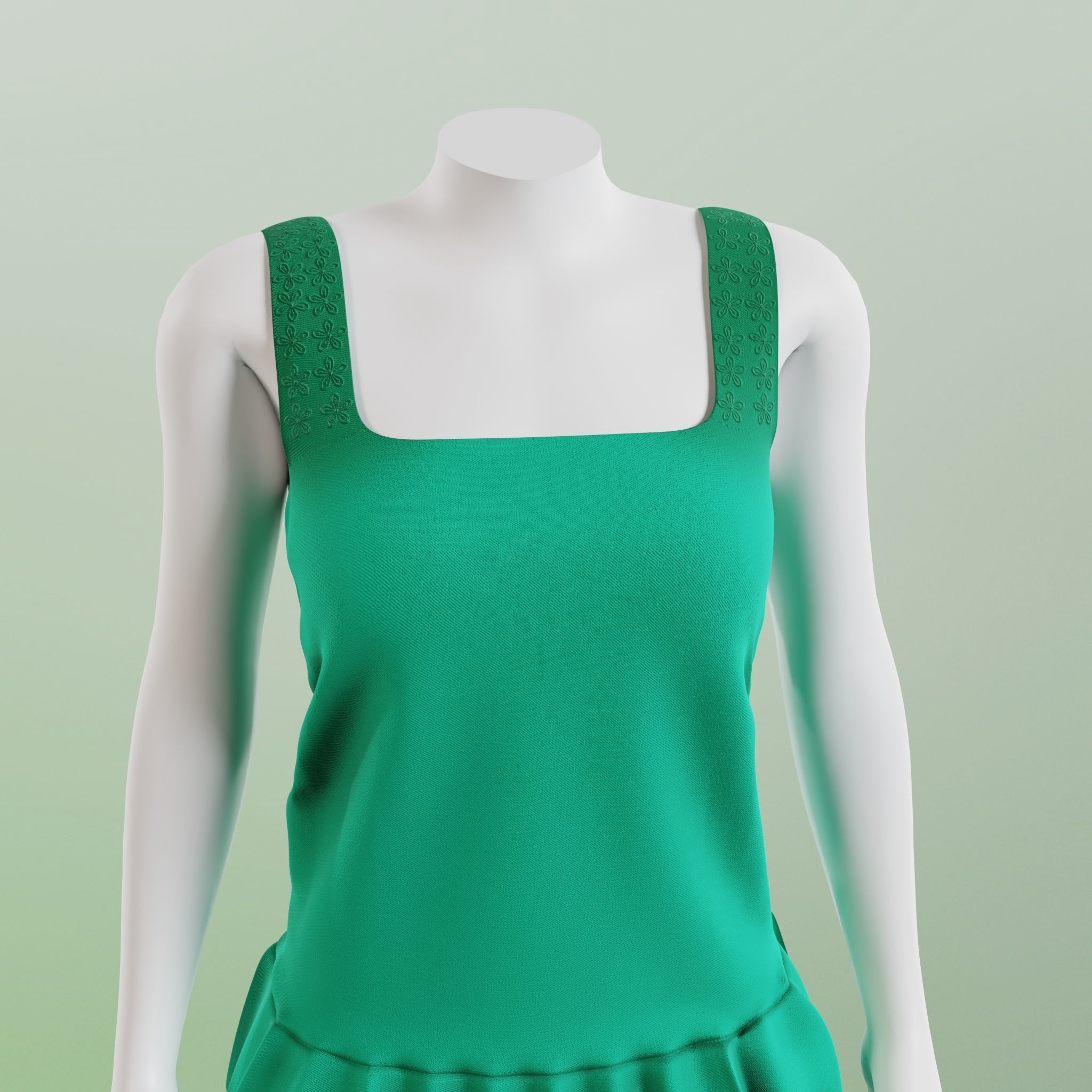 Simple Dress Low-poly 3D model_3