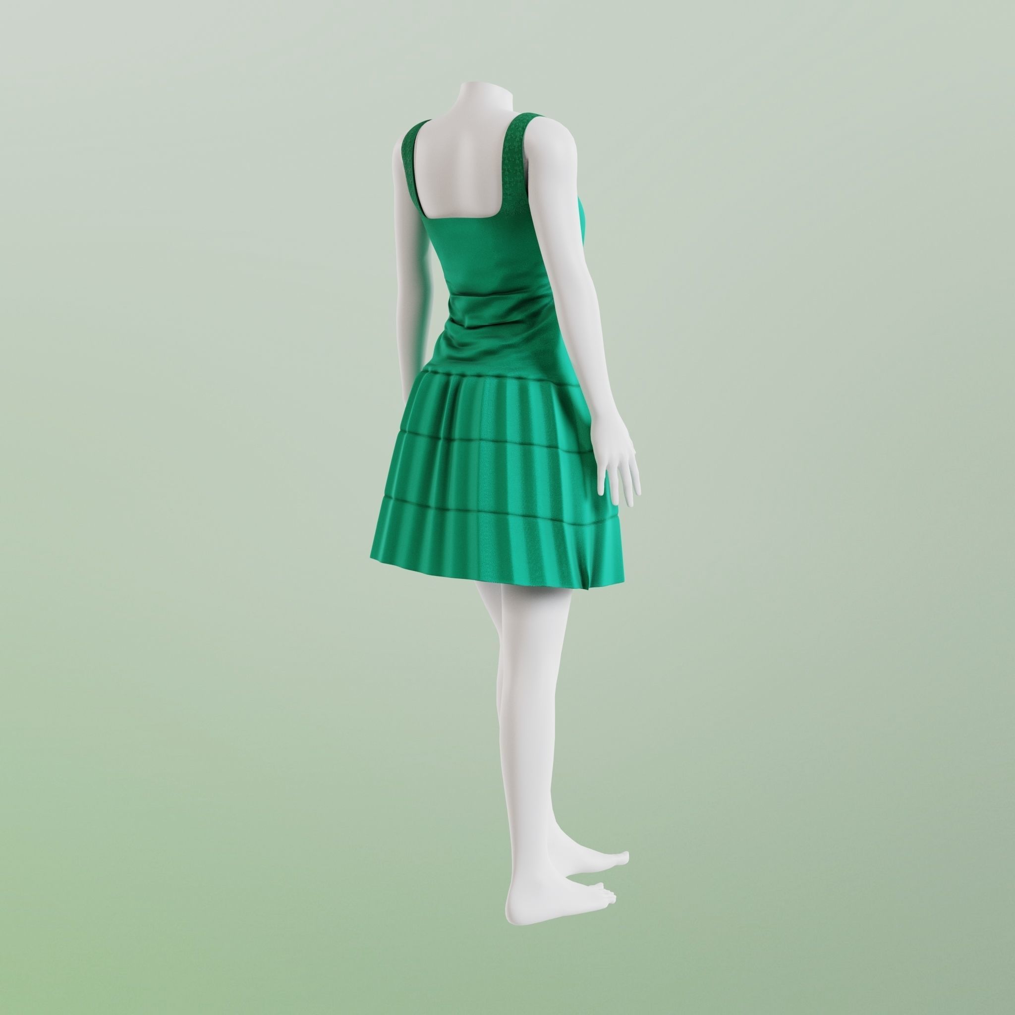 Simple Dress Low-poly 3D model_7